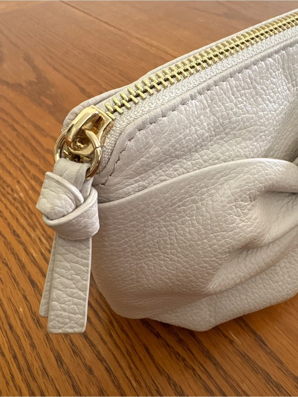 ANTONIO MELANI Cream Leather Knot Bow Clutch Bag